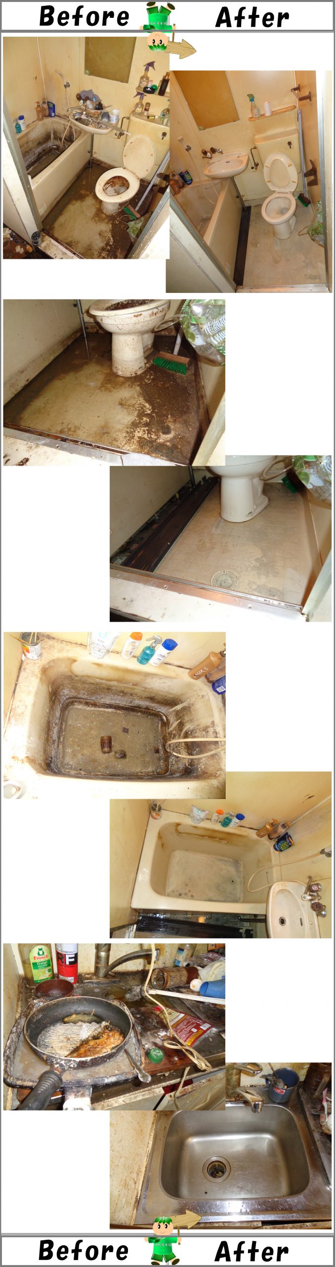【作業事例ご紹介】排水詰まりによる、ユニットバス＆キッチンシンクの汚水・汚物洗浄クリーニング作業写真